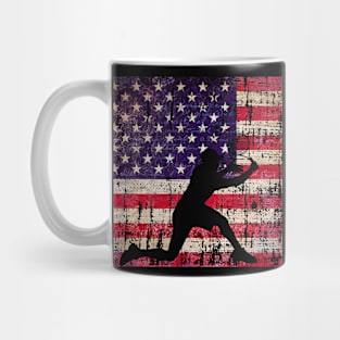 Tennis Player on Distressed American Flag Mug